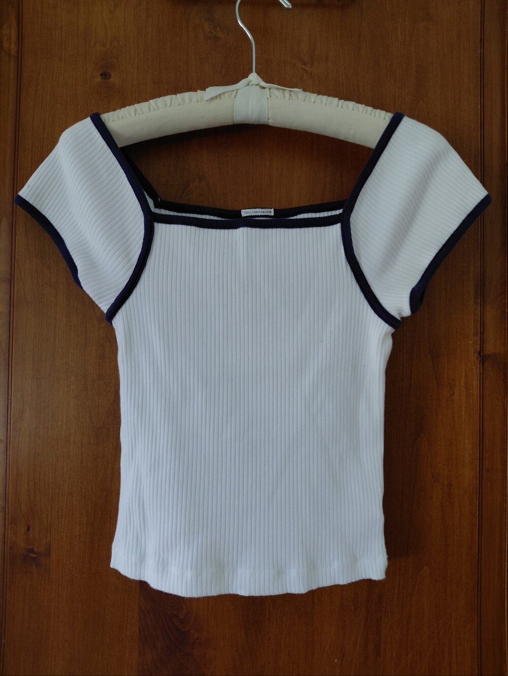 MOTHER The Four Corner Ringer Tee T Shirt in White Ribbed Womens Small